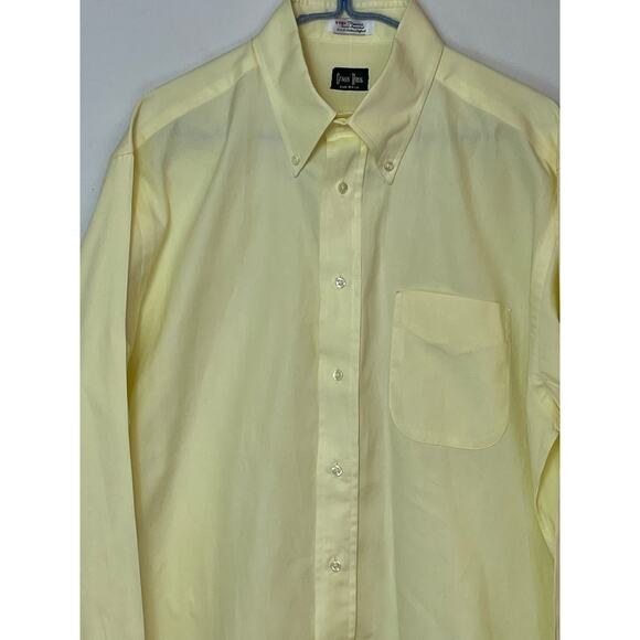 Gitman Bros. Men's 16.5/35 Yellow Long Sleeve Button Down Pinpoint Oxford Shirt - Picture 8 of 8